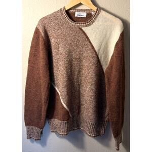 Vintage Men's Damon 100% Wool Sweater Brown Tan Ivory Size L
